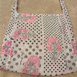 FREE PEOLE Floral and Polka Dot Reusable Shoulder/Crossbody Bag 15X15